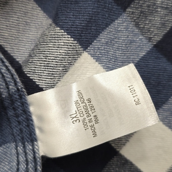 RIDGECUT TOUGHWEAR Men's Blue Plaid 3XL Shirt 100% Cotton Thick - Picture 6 of 6